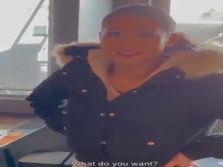 Good adult film in the restaurant with busty Asian French Mailyne